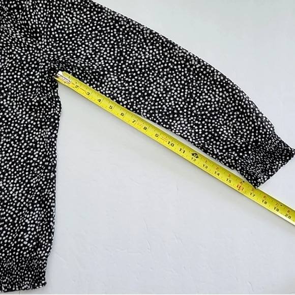 ESPRIT  Blouse Top Black White Polka Dots Semi Sheer Ruffle Long Sleeves Size XS - Picture 14 of 14